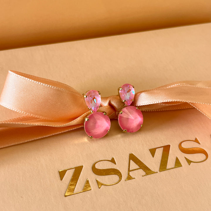 Pink neon Swarovski crystals  earrings