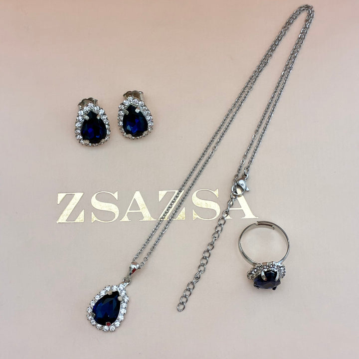 Navy blue Teardrop Preciosa crystals set