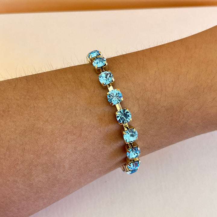 Turquoise Preciosa crystals tennis bracelet