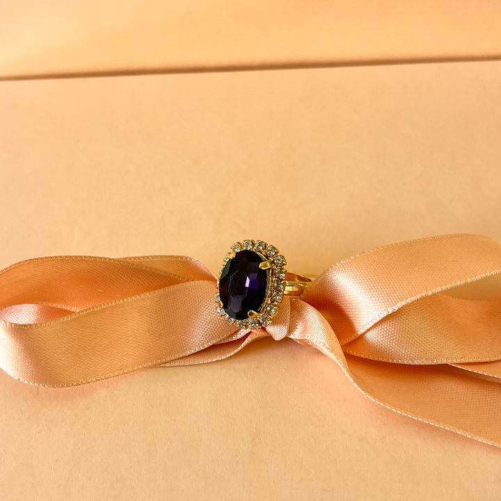 Purple oval preciosa crystals set