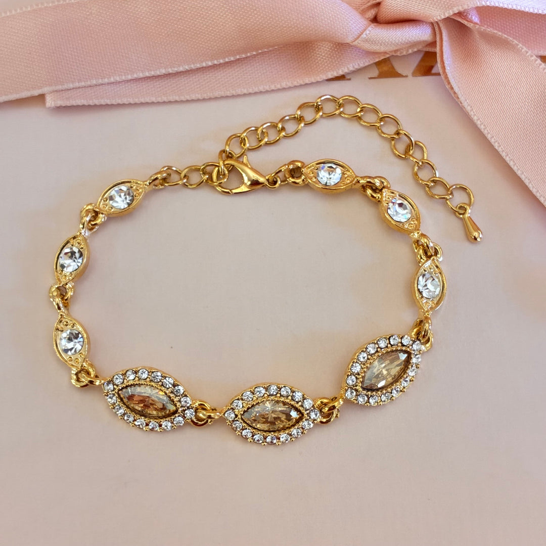 Marquise champagne gold plated set