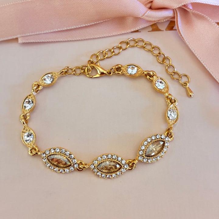 Marquise champagne gold plated set