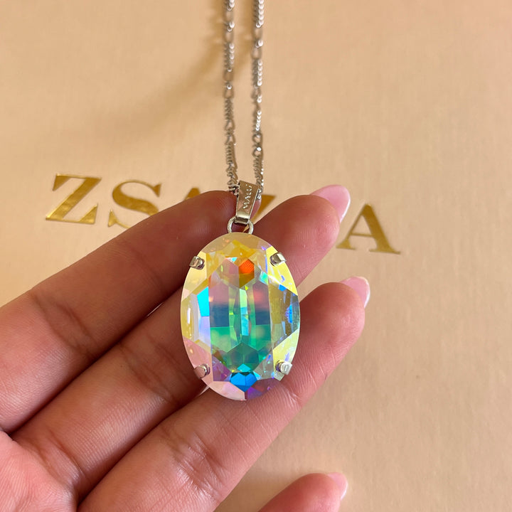 Aurora borealis Swarovski crystal pendant