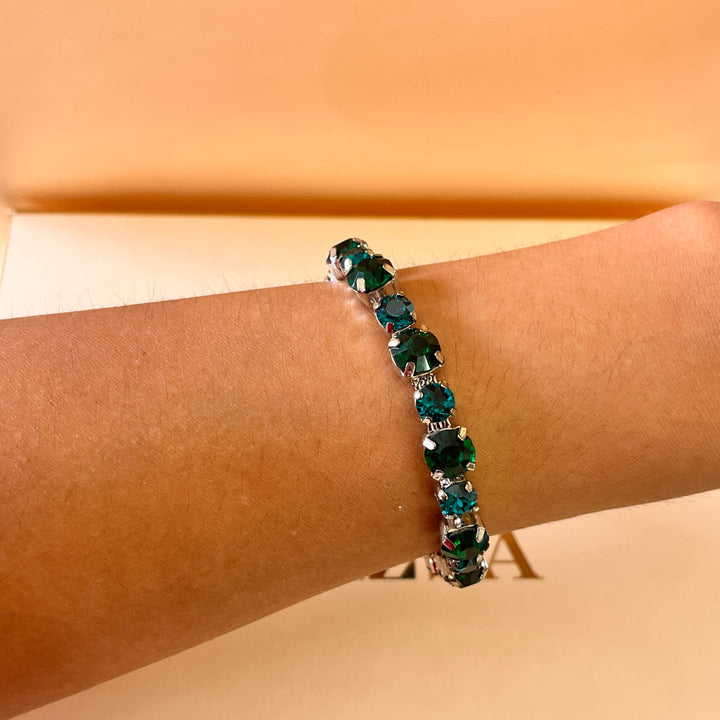 Dark green preciosa crystals bracelet