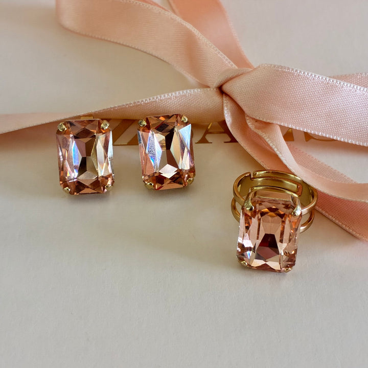 Peach rectangular gold plated set