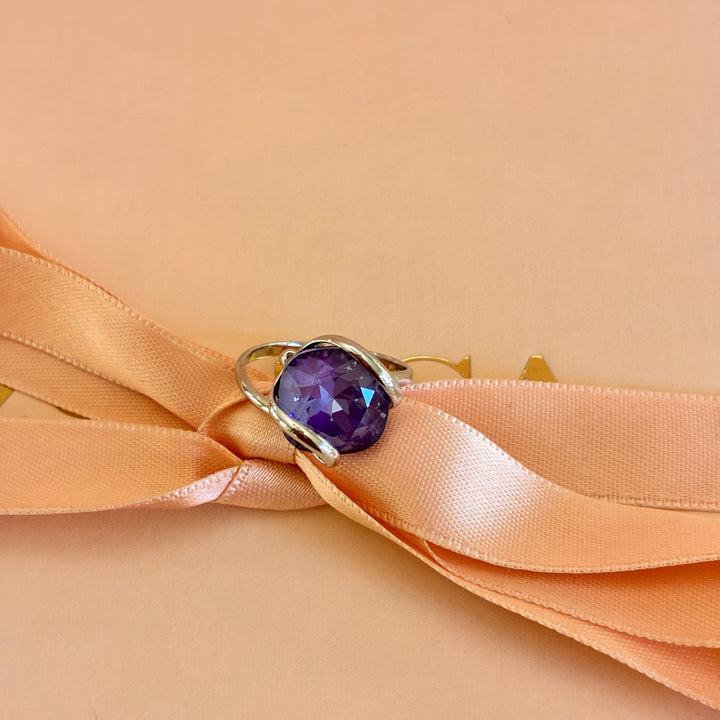 Murano purple pendant silver set