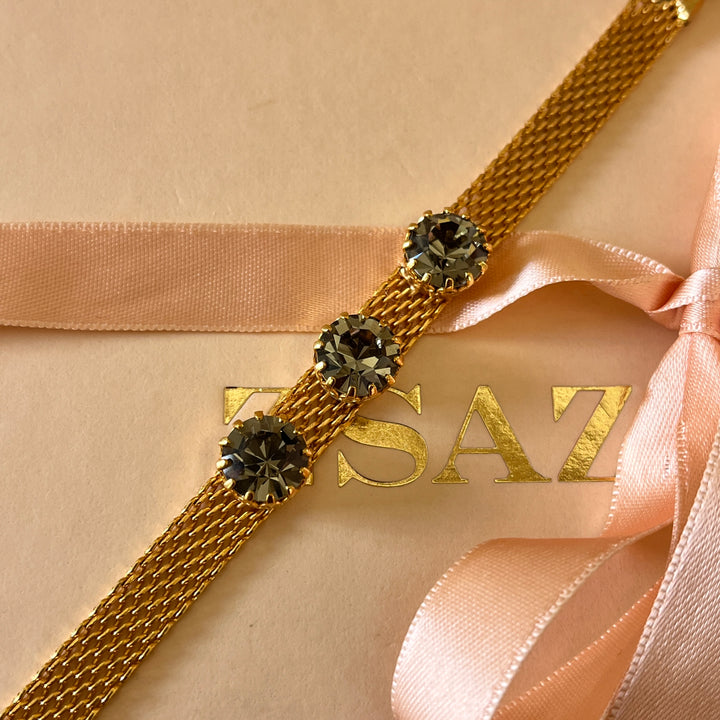 Three grey Preciosa crystals bracelet