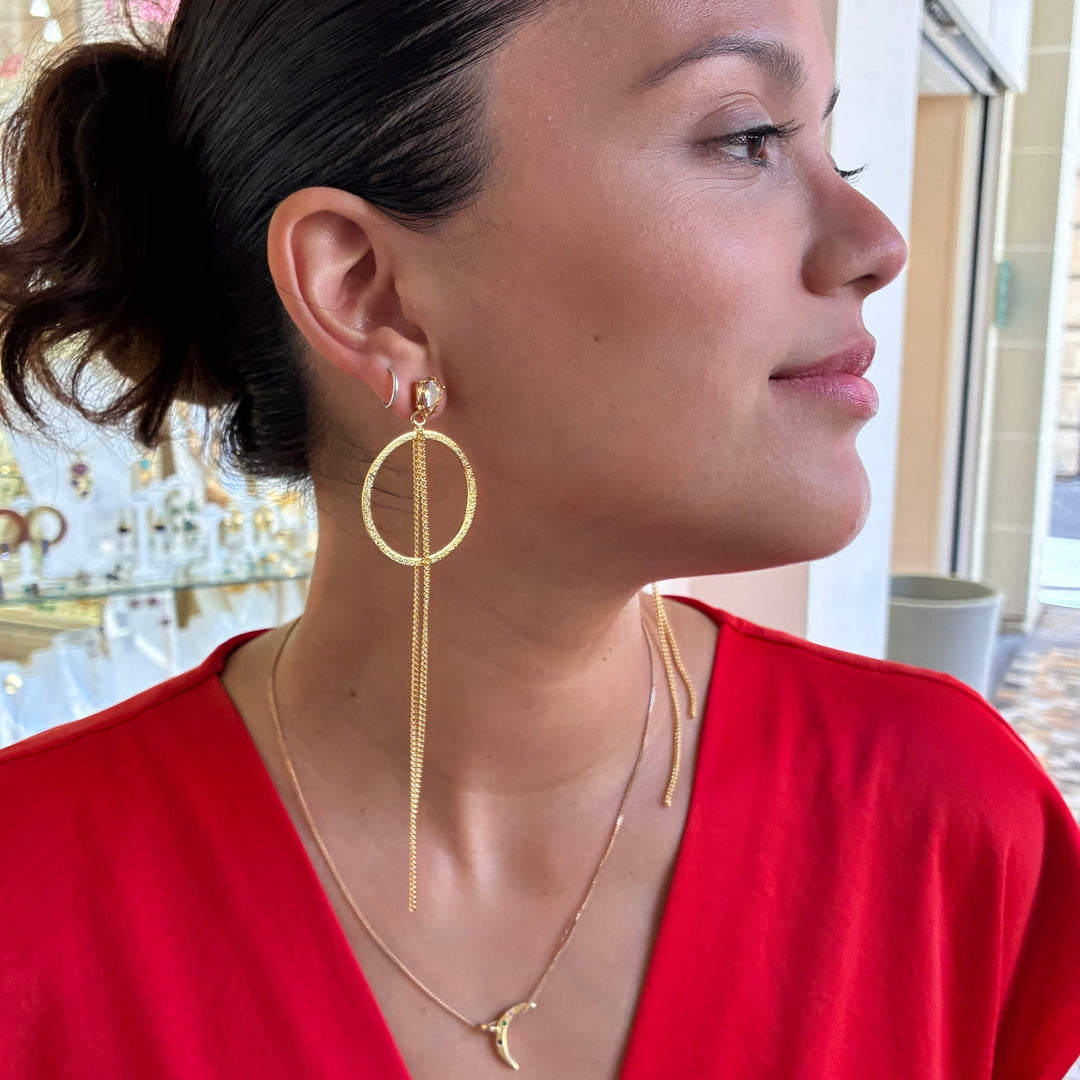 Champagne teardrop long earrings