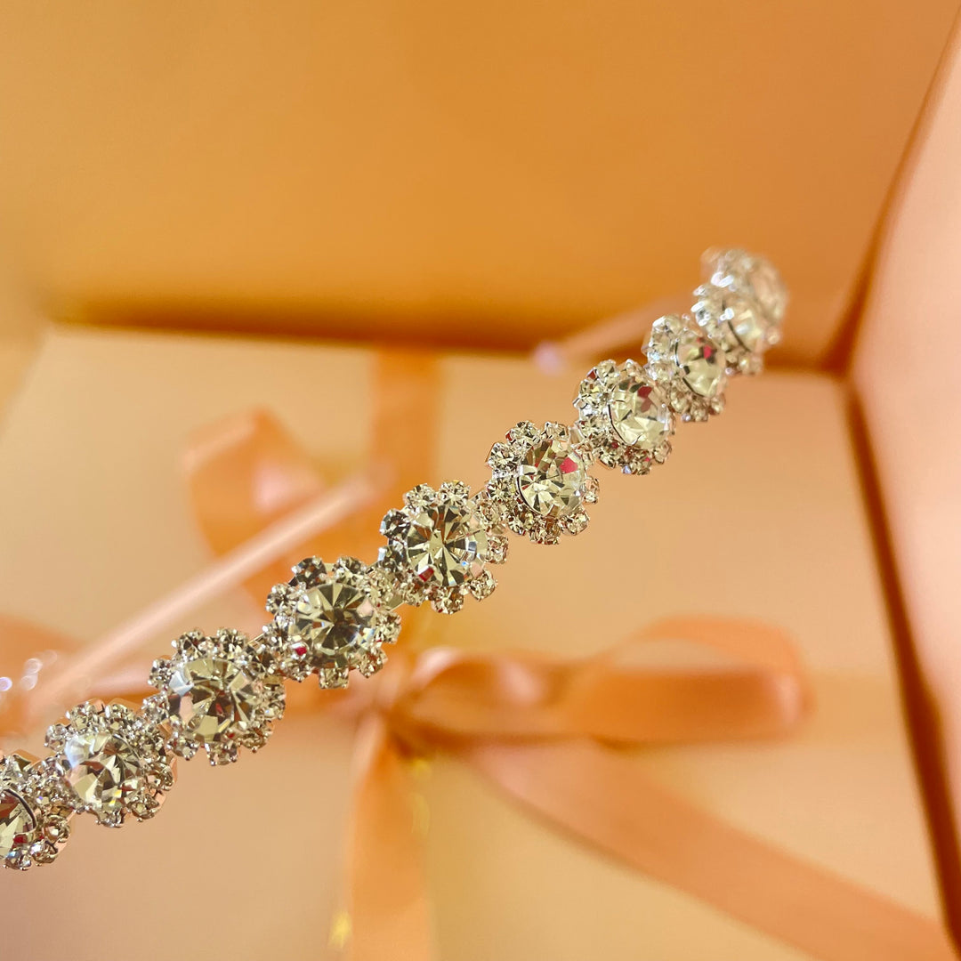 Delicate silver flowers headband