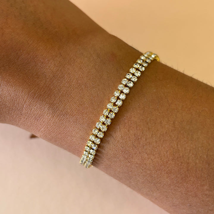 2 rows rhinestone bracelet