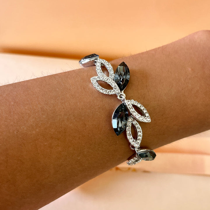 Grey marquise Swarovski crystals studs and bracelet