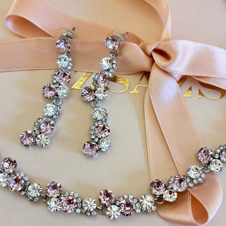 Lilac Swarovski crystals silver set