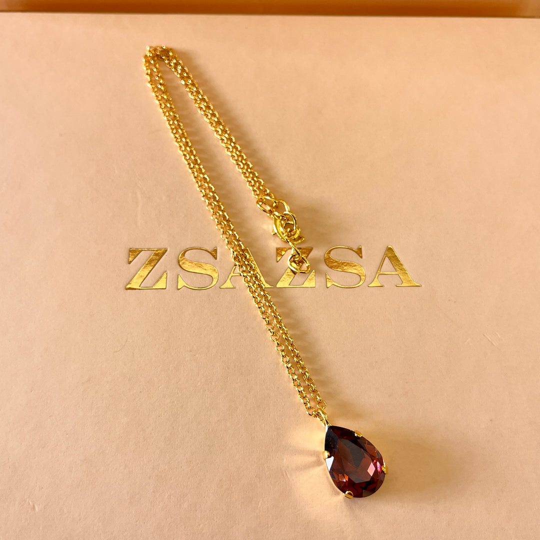 Purple teardrop Preciosa crystals set