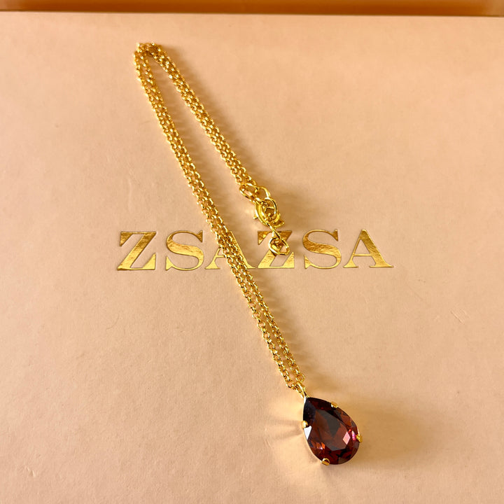 Purple teardrop Preciosa crystals set