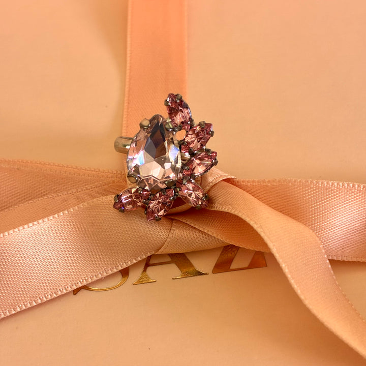 Pink teardrop silver plated set