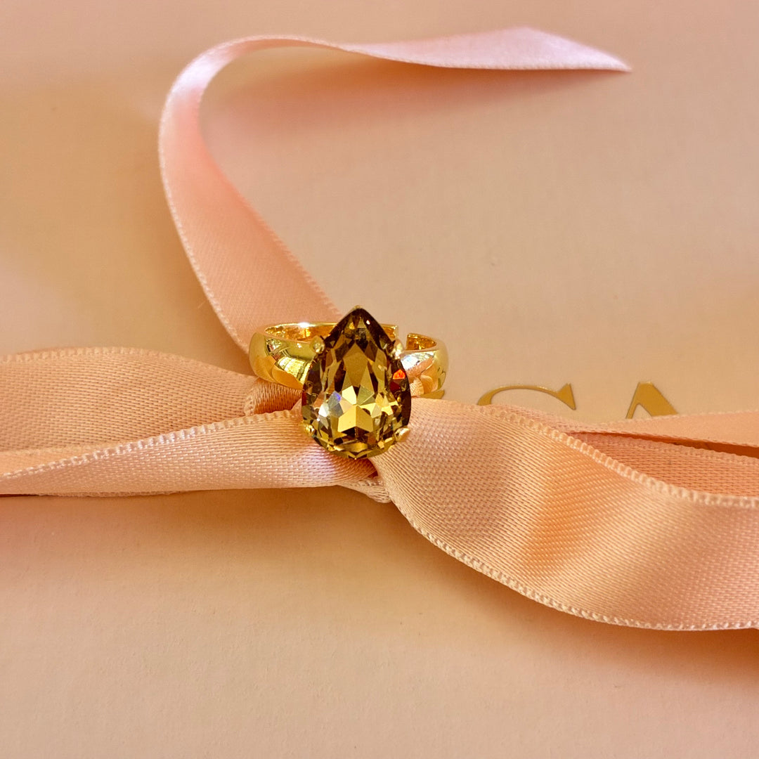 Bronze and light pink Swarovski crystals gold plated set