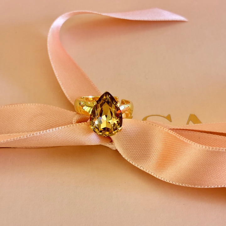 Bronze and light pink Swarovski crystals gold plated set