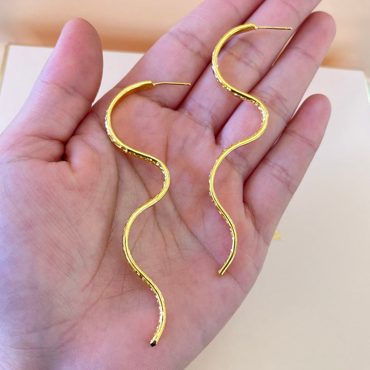 Gold handmade long earrings