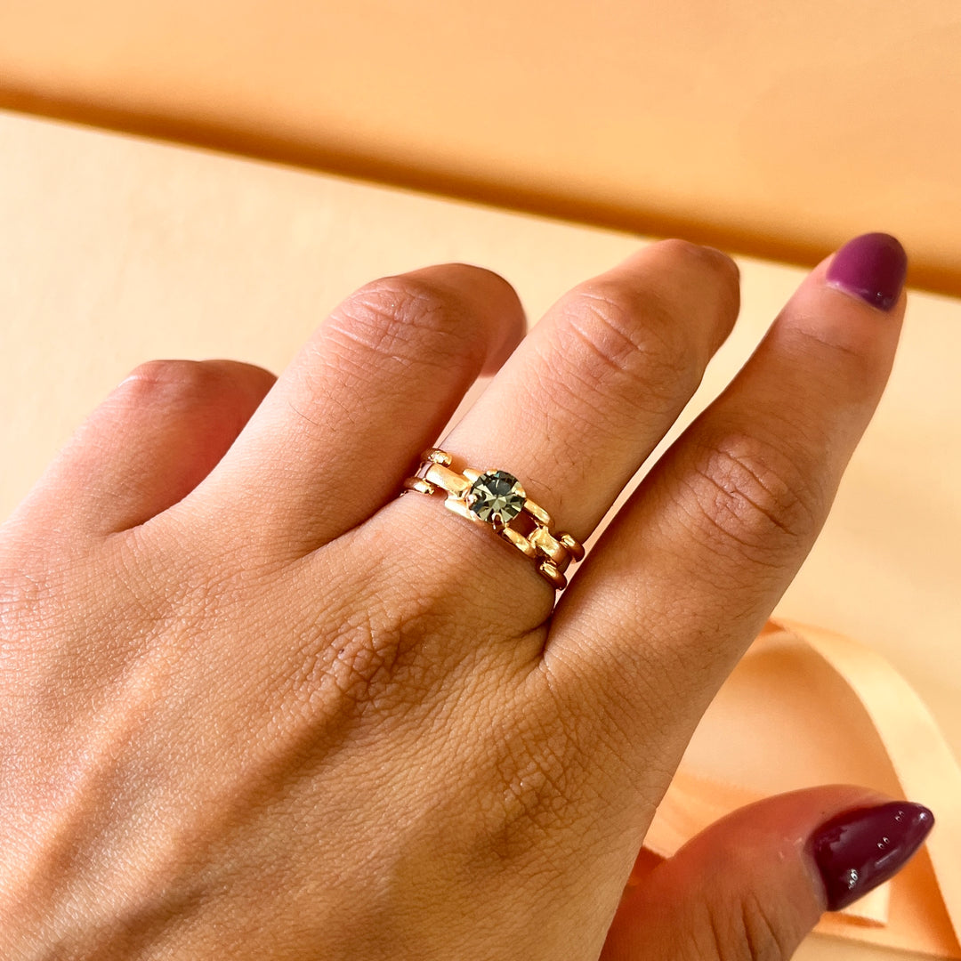 Grey handmade rose gold plated ring