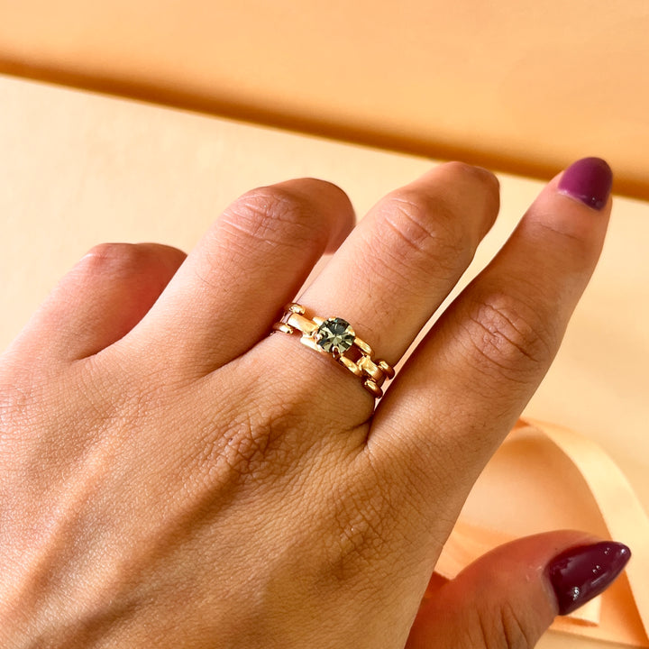 Grey handmade rose gold plated ring
