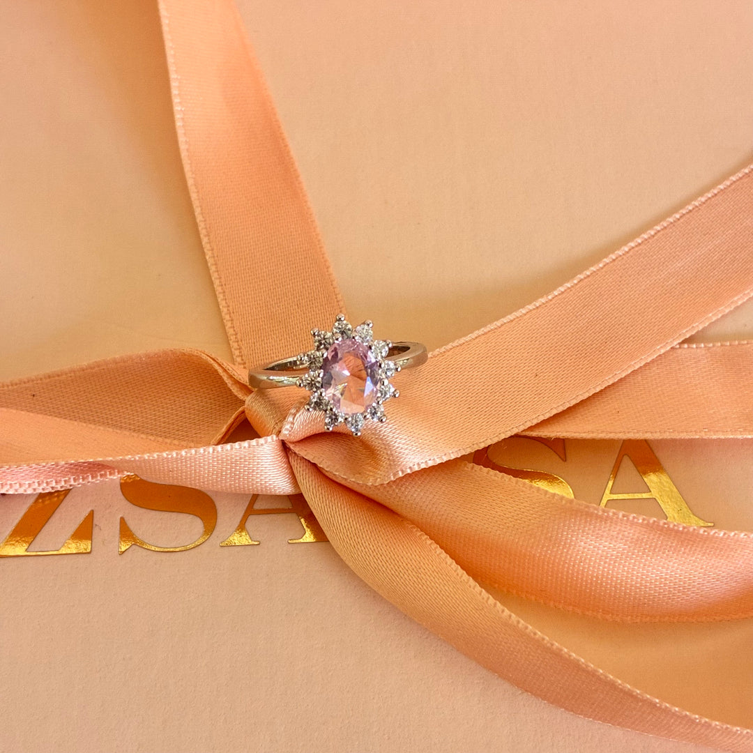 Oval CZ Accented Ring