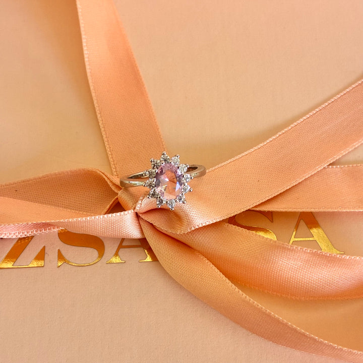 Oval CZ Accented Ring