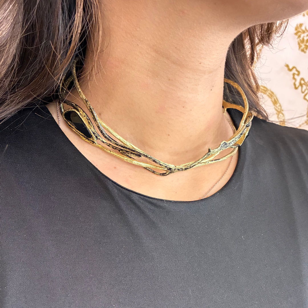Handmade black gold plated choker and bangle