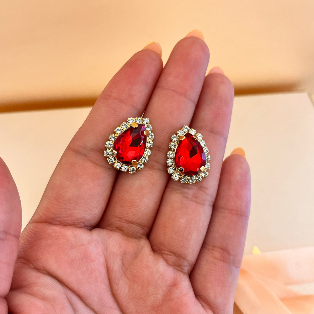 Red teardrop presiosa crystals set