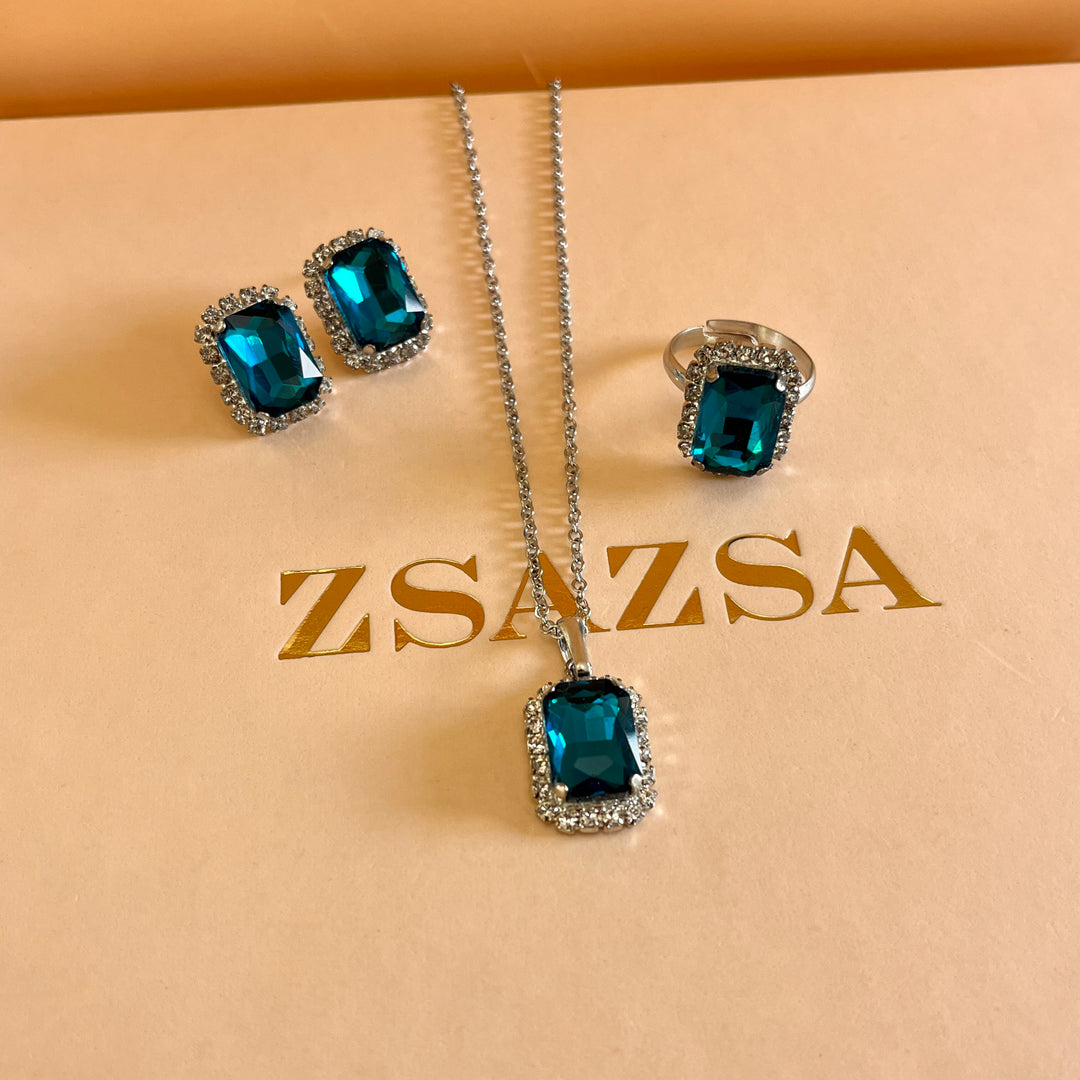 Verdemar rectangular Preciosa crystals set