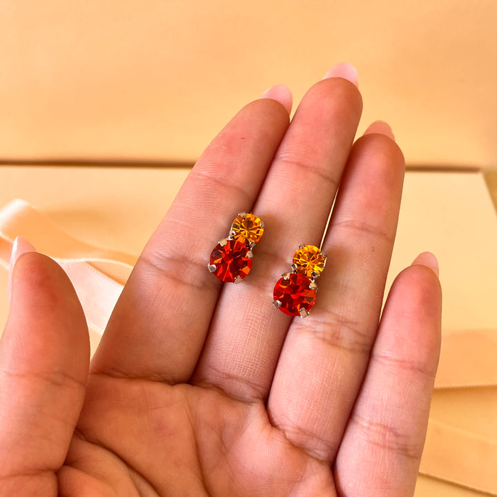 Orange Swarovski crystals studs