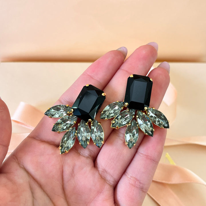 Black and grey preciosa crystals earrings
