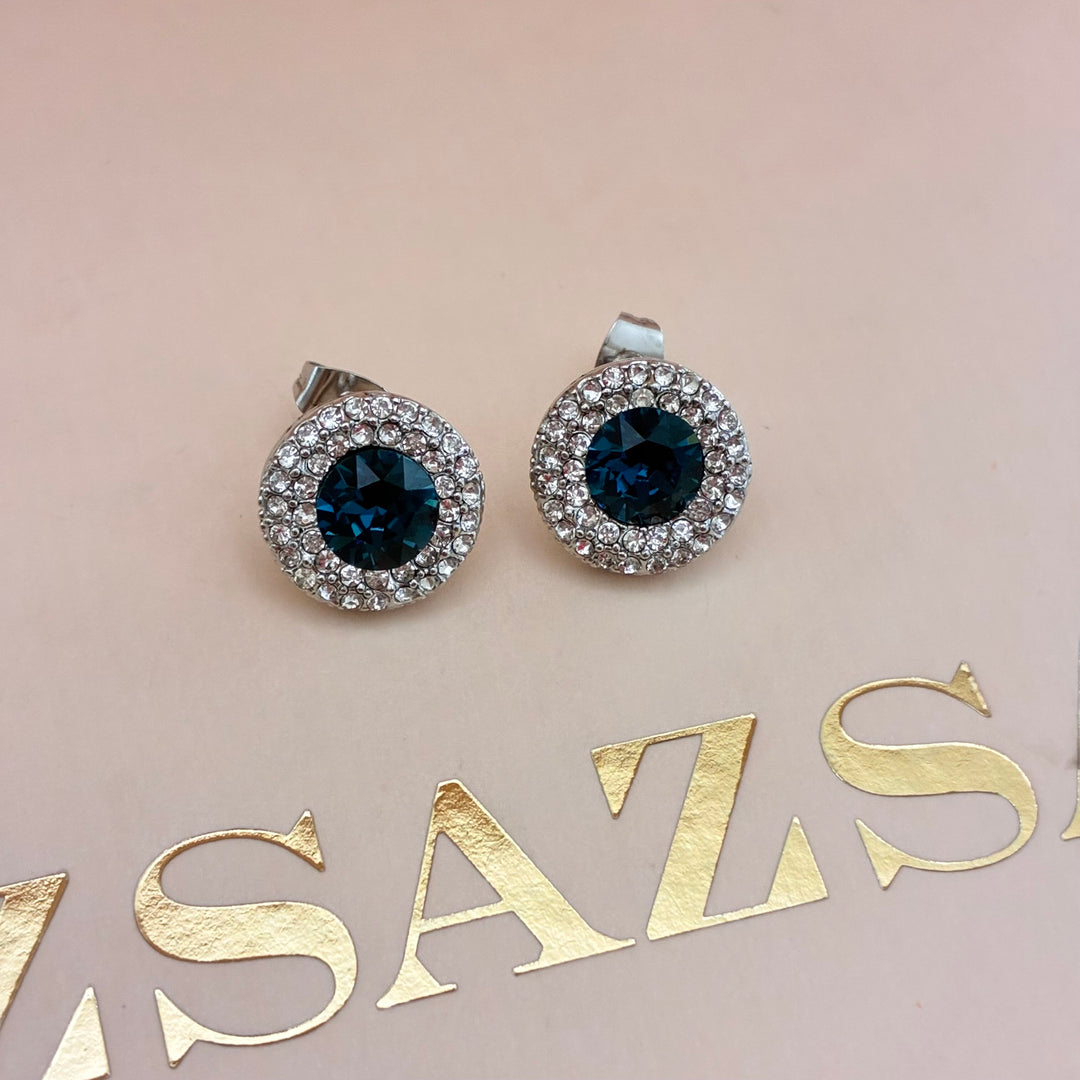 Round navy blue zircone set