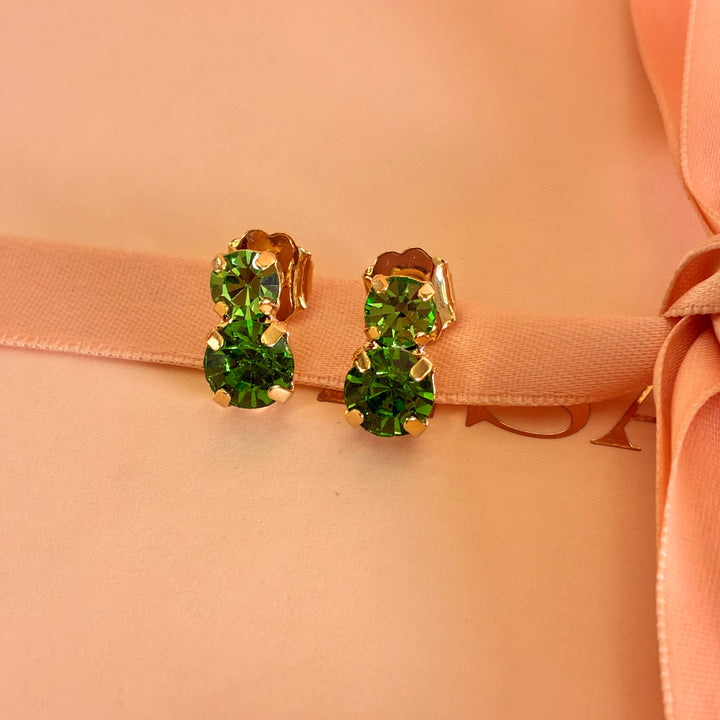 Green Preciosa crystals gold plated earrings