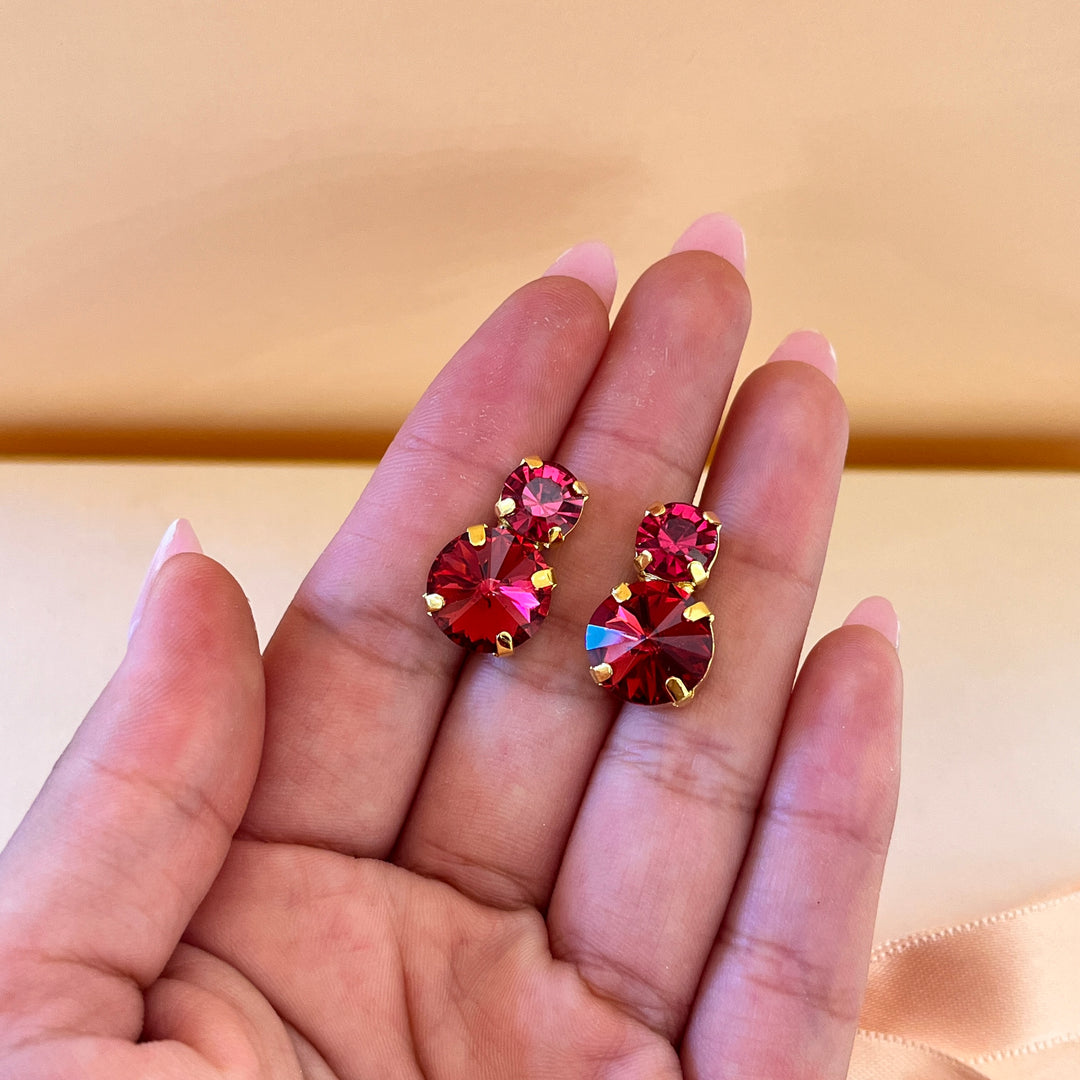 Magenta Swarovski crystals studs