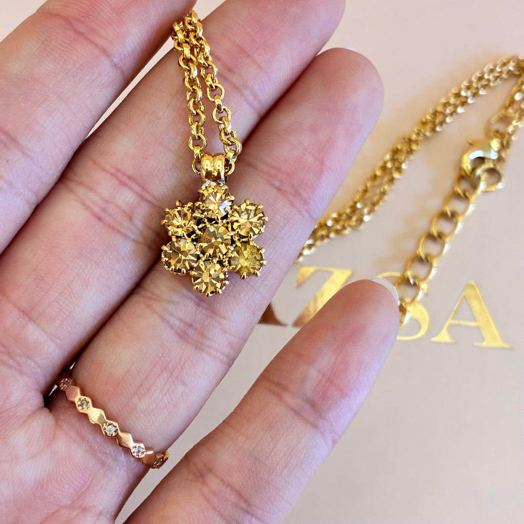 Flower bronze preciosa crystals gold plated set