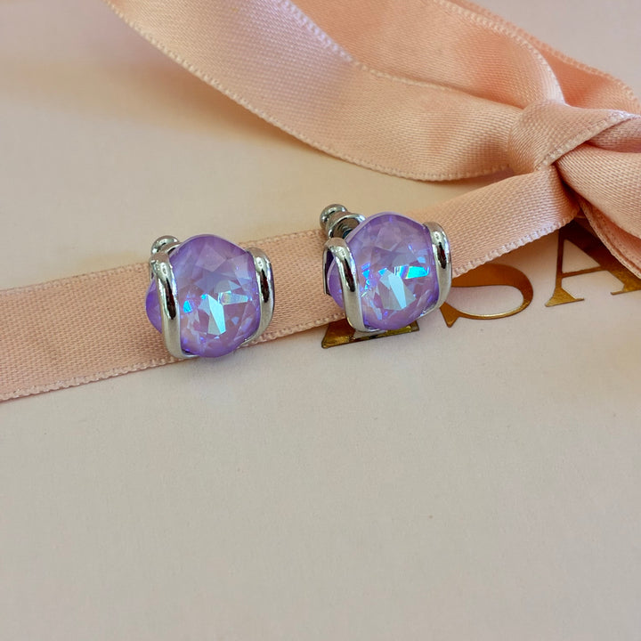 Murano lilac pendant silver set