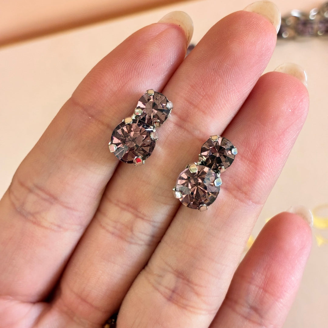 Mauve Preciosa crystals silver set