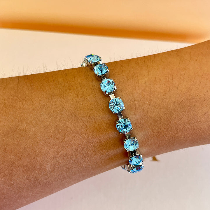 Turquoise Preciosa crystals tennis bracelet
