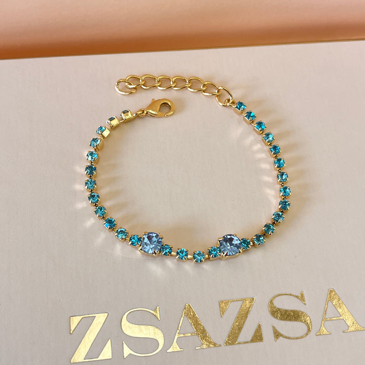 Turquoise & light blue Swarovski crystals bracelet