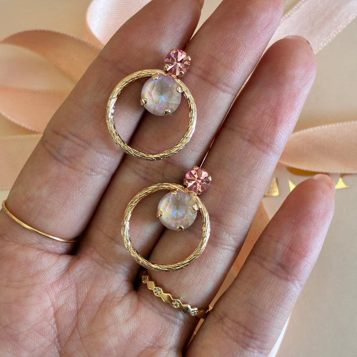 Pink Swarovski crystals rose gold plated earrings