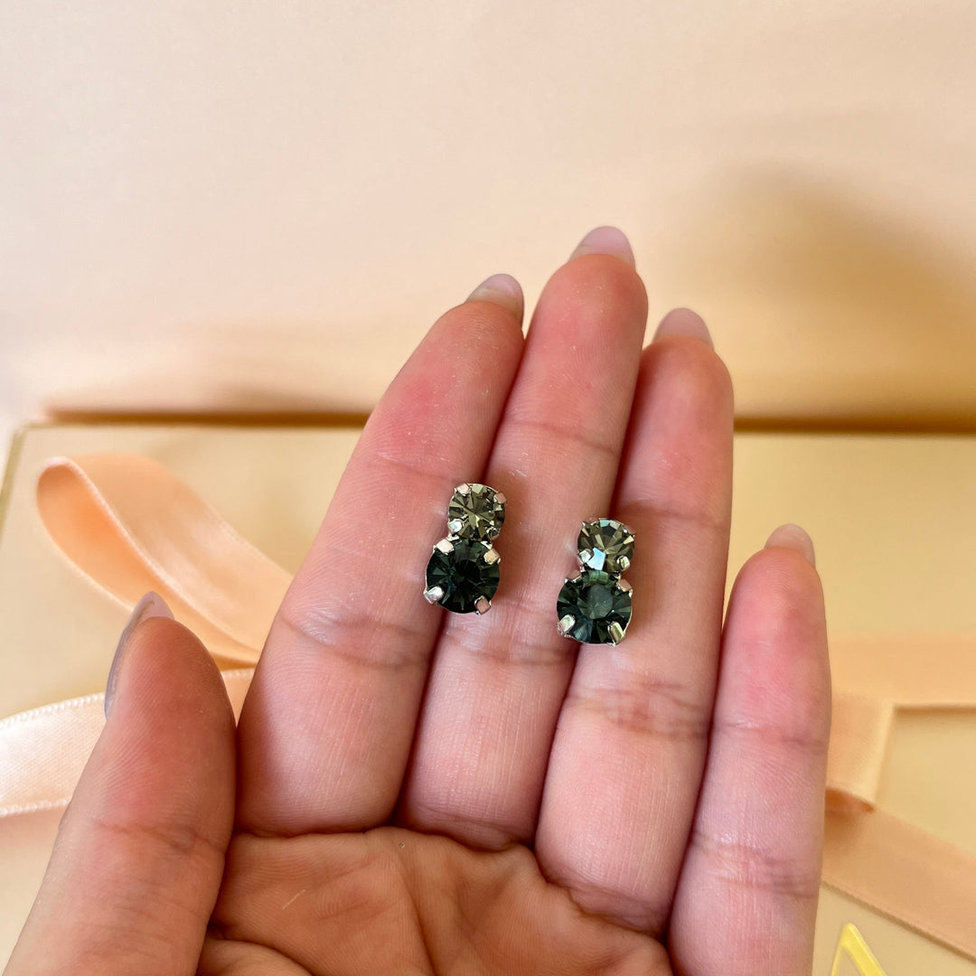 Grey double preciosa crystals studs