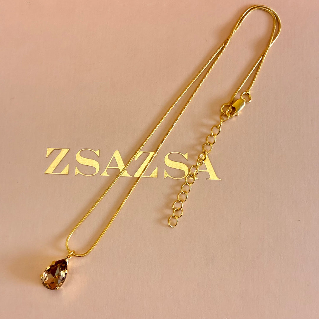 Teardrop bronze Preciosa crystals pendant