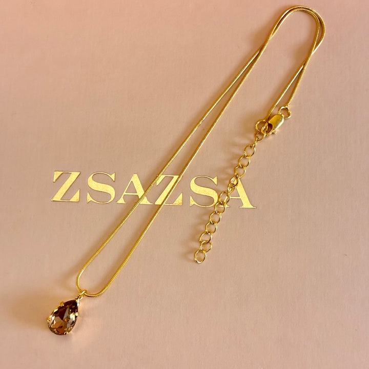 Teardrop bronze Preciosa crystals pendant