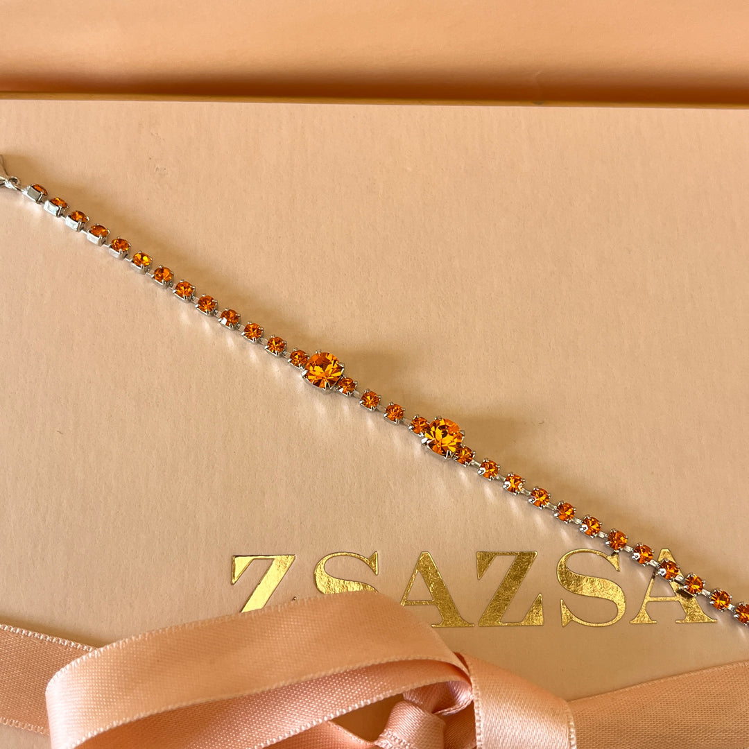 Orange Swarovski crystals bracelet