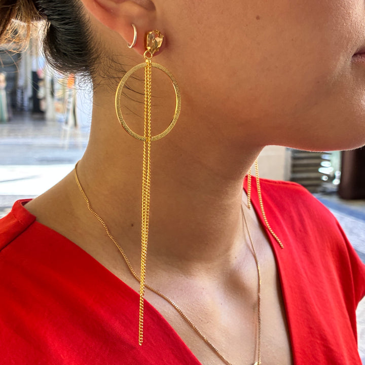 Champagne teardrop long earrings