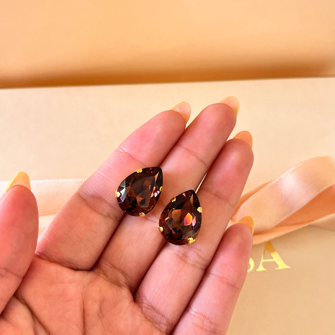 Purple teardrop Preciosa crystals set