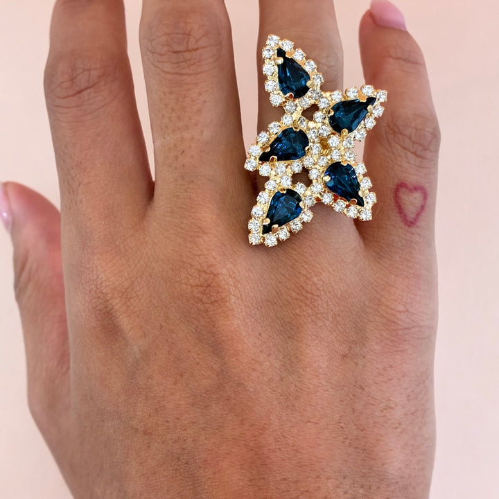 Navy blue teardrops Preciosa crystals set