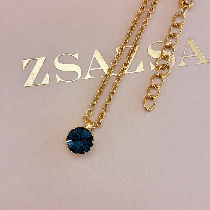 Navy blue Preciosa crystals gold plated set