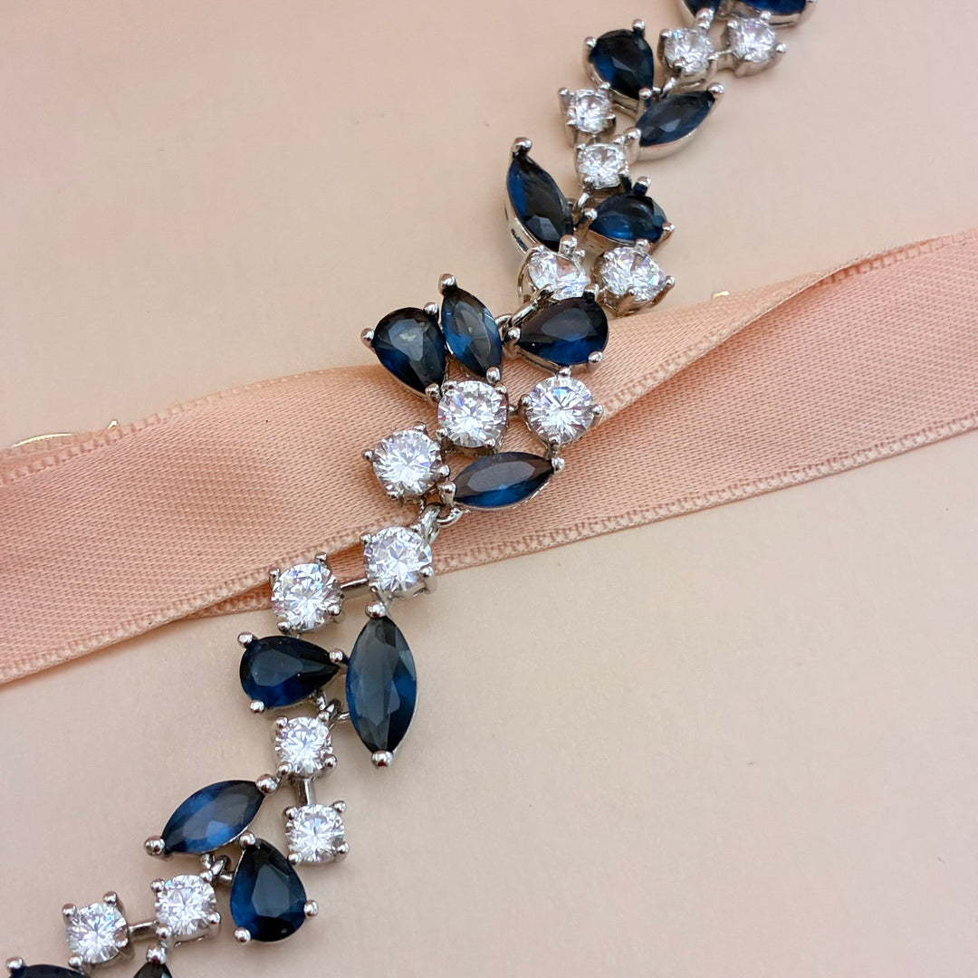 Marquise and teardrop navy blue zircone bracelet