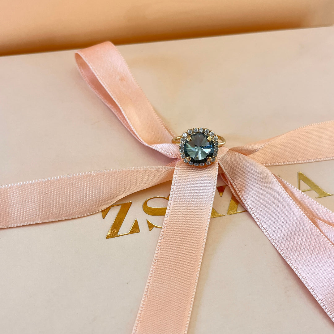 Grey Swarovski crystals studs and ring